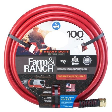 SWAN SNFR58100 Garden Hose, 58 in, 100 ft L, Female x Male, Polyester, Red CSNFR58100